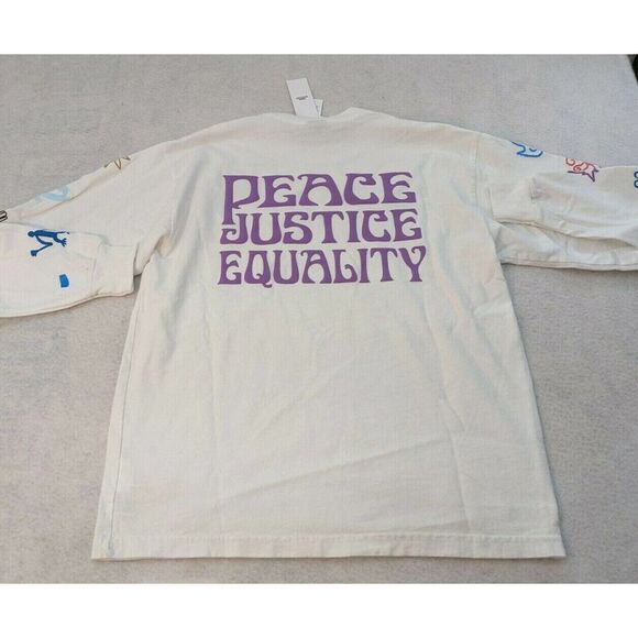 Obey Other - Obey Social Justice Peace Equality Long Sleeve T-shirt Small White Crew Neck NWT
